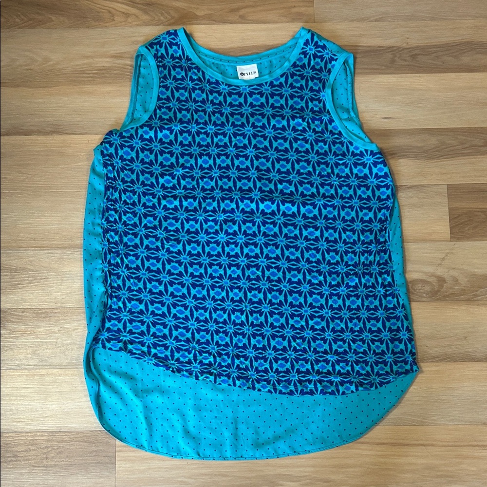 STYLUS Teal Polka Dot Top